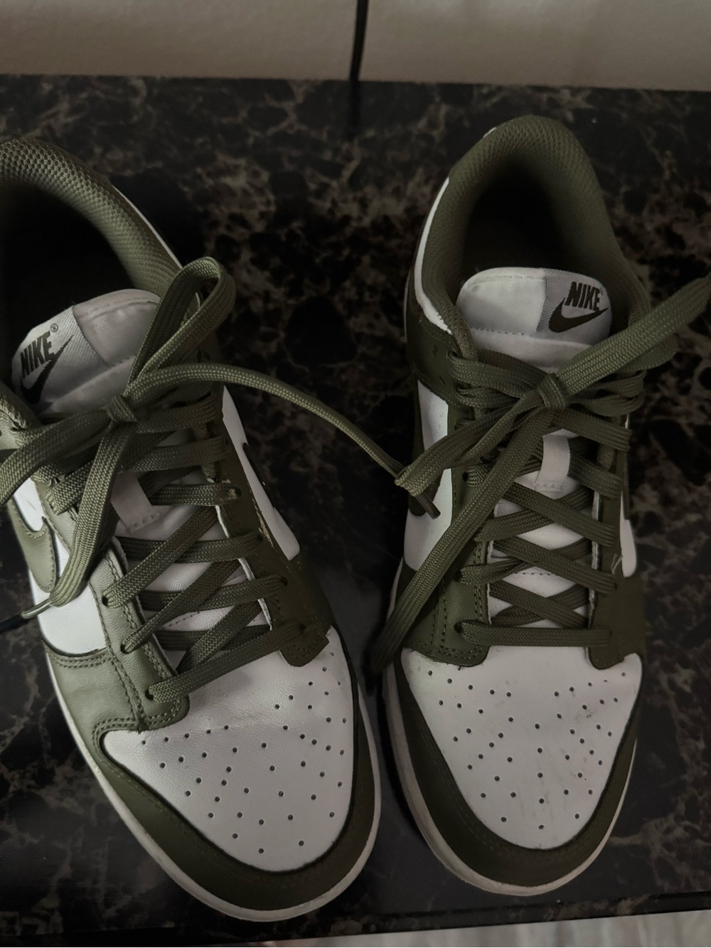 Women’s Nike Dunk Low-Top Sneakers - White & Olive Green